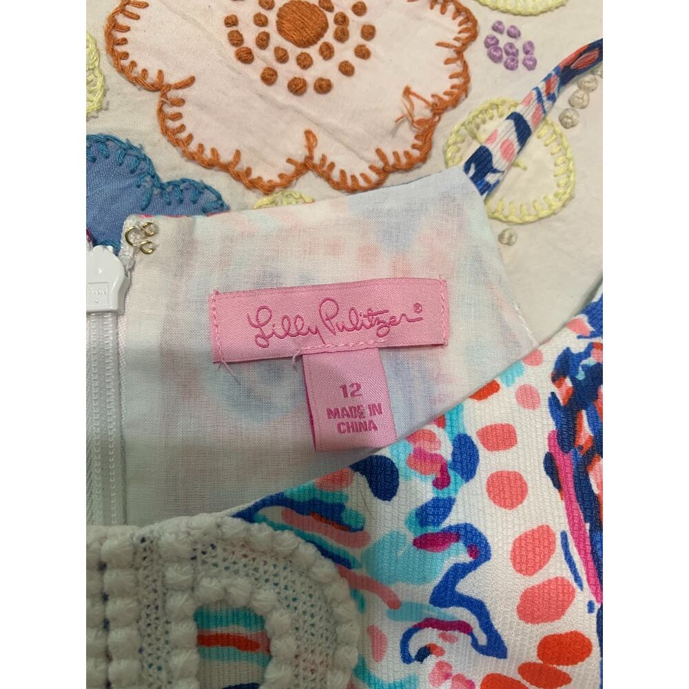 Lily Pulitzer Girls Dress Size 12 Shell me about it Zip Back Beachy Coastal - Picture 5 of 7